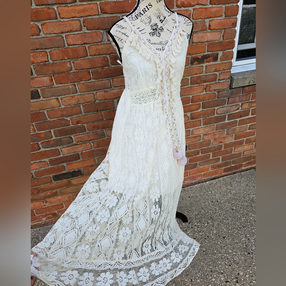 New Amellia Ivory Lace Bohemian Midi Swing Dress – Size S (M Fit) 🌿✨ - Picture 8 of 15